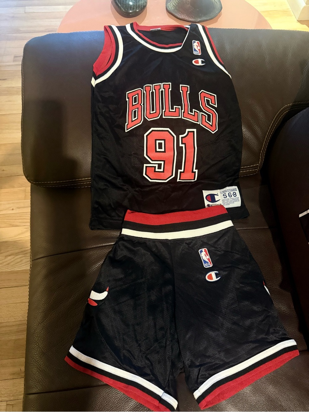 Vintage Rodman #91 Kids basketball jersey and shorts